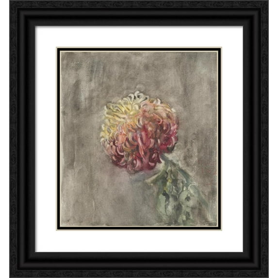 Carel Adolph Lion Cachet 12x13 Black Ornate Wood Framed Double Matted Museum Art Print Titled: Red Chrysanthemum (1874)