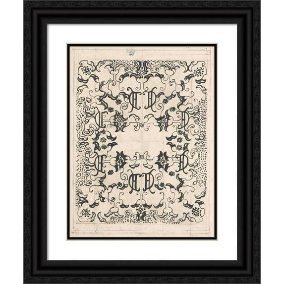 Carel Adolph Lion Cachet 15x18 Black Ornate Wood Framed Double Matted Museum Art Print Titled - Design for a Cover for a Publication of Honore Daumier and Erich Klossowski (Munich 1908)