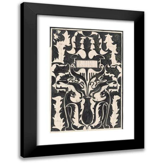 Carel Adolph Lion Cachet 17x24 Black Modern Framed Museum Art Print Titled - Design for Book Binding for Insulinde by D. Wouters and J. Van Hulzen (1874)