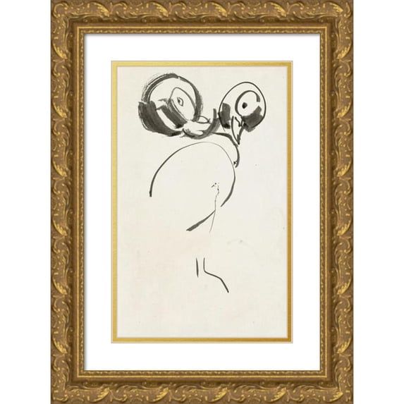 Carel Adolph Lion Cachet 17x24 Gold Ornate Framed and Double Matted Museum Art Print Titled - Heads of Parrots (1890)