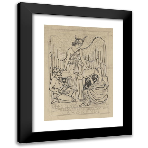 Carel Adolph Lion Cachet 18x24 Black Modern Framed Museum Art Print Titled - Design for an Advertisement for the First Dutch Pension and Life Insurance Company