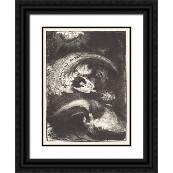 Carel Adolph Lion Cachet 19x24 Black Ornate Framed Double Matted Museum Art Print Titled: Duif in Storm (1874)
