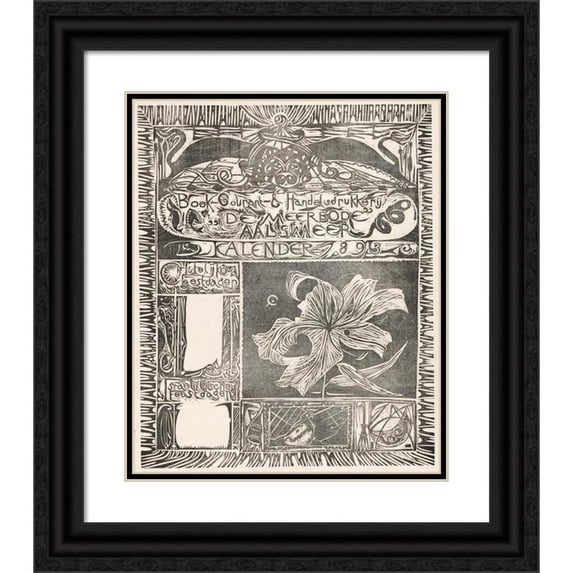 Carel Adolph Lion Cachet 20x24 Black Ornate Framed Double Matted Museum Art Print Titled: Calenders 1893 (1893)
