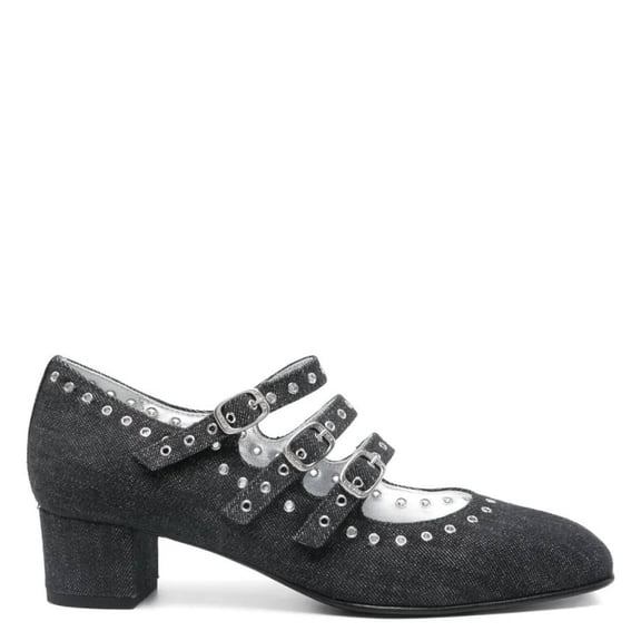 Carel Black Denim Heeled Mary Jane Shoes Black (Women's)