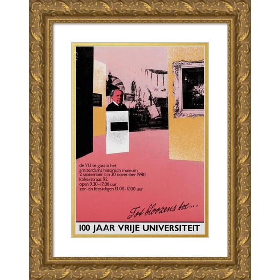 Carel Bos 17x24 Gold Ornate Framed and Double Matted Museum Art Print Titled - 100 Years of Free University (1980)