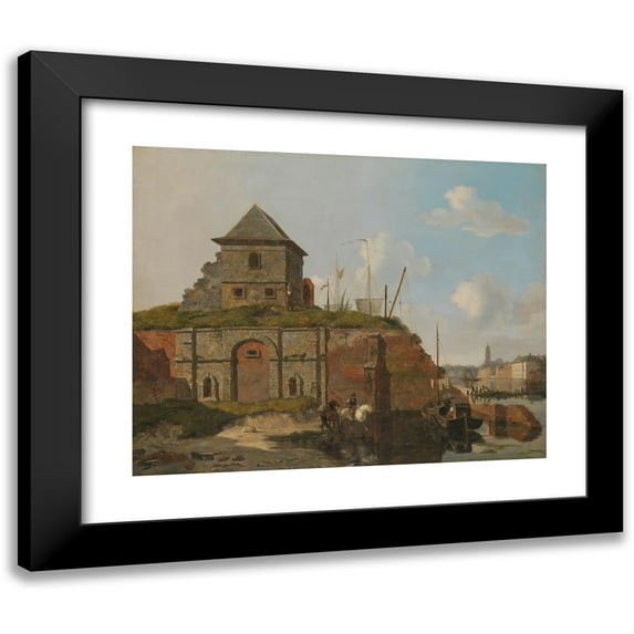 Carel Jacobus Behr 14x12 Black Modern Framed Museum Art Print Titled - City Wall with Gunpowder Magazine (1830)