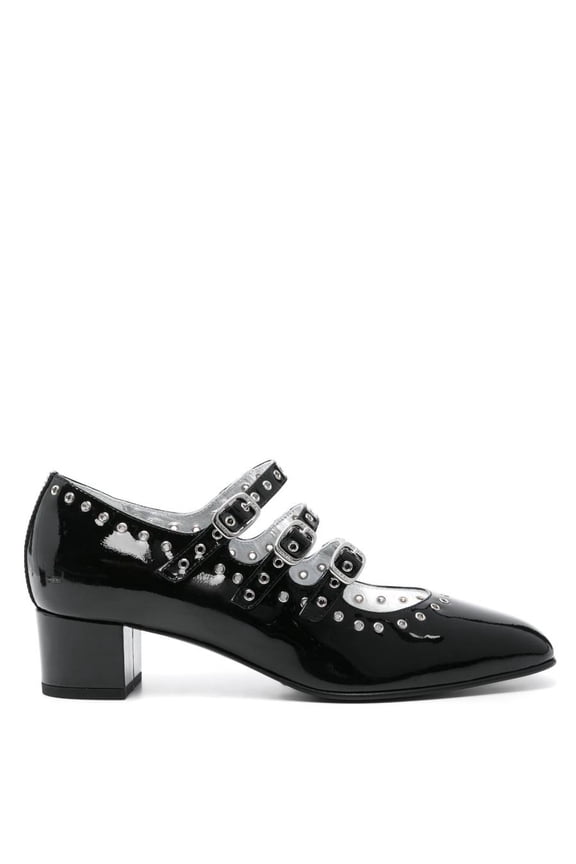 Shiny Leather Slingback With Studs Black (Women's)