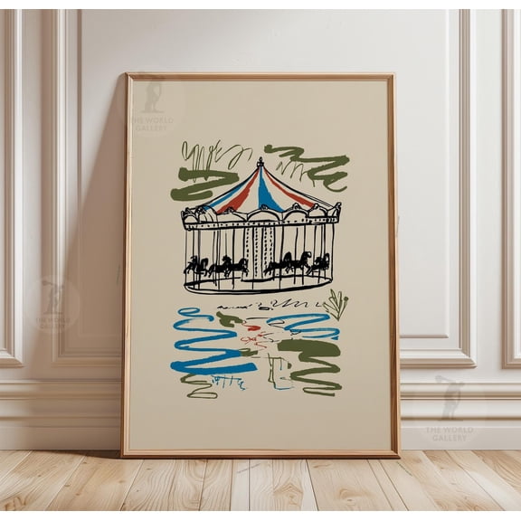 Carel Sketch Poster Abstract Fairground Art Playful Line Wall Art, Unframed Poster