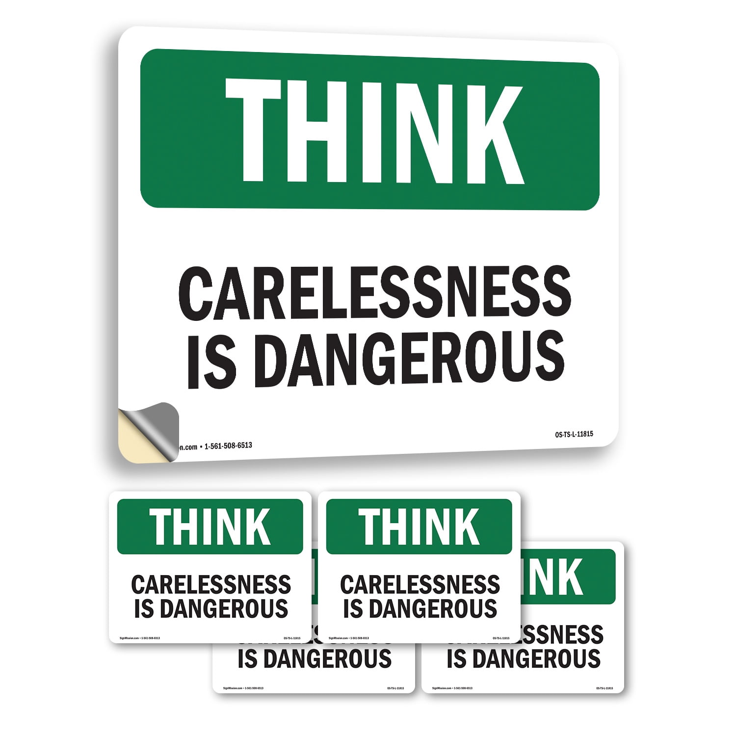 Carelessness Is Dangerous OSHA Think Vinyl Decal Label 24 Inch x 18 ...