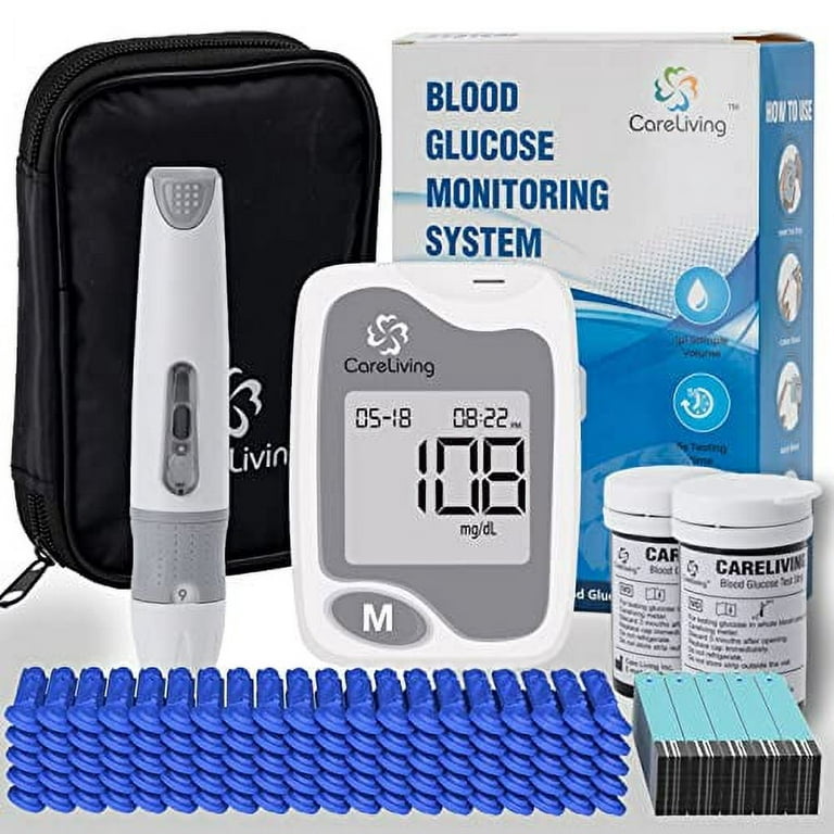 Blood Glucose Monitor Kit, Diabetes Testing Kit with 100 Test Strips and  100 Lancets Blood Sugar Test Kit with Lancing Device, Portable Blood Glucose  Meter for Home Use 