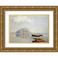 thumbnail image 1 of Carelli, Giuseppe 18x14 Gold Ornate Wood Framed with Double Matting Museum Art Print Titled - A Calm With Fishing Boats In The Bay of Naples, 1 of 4