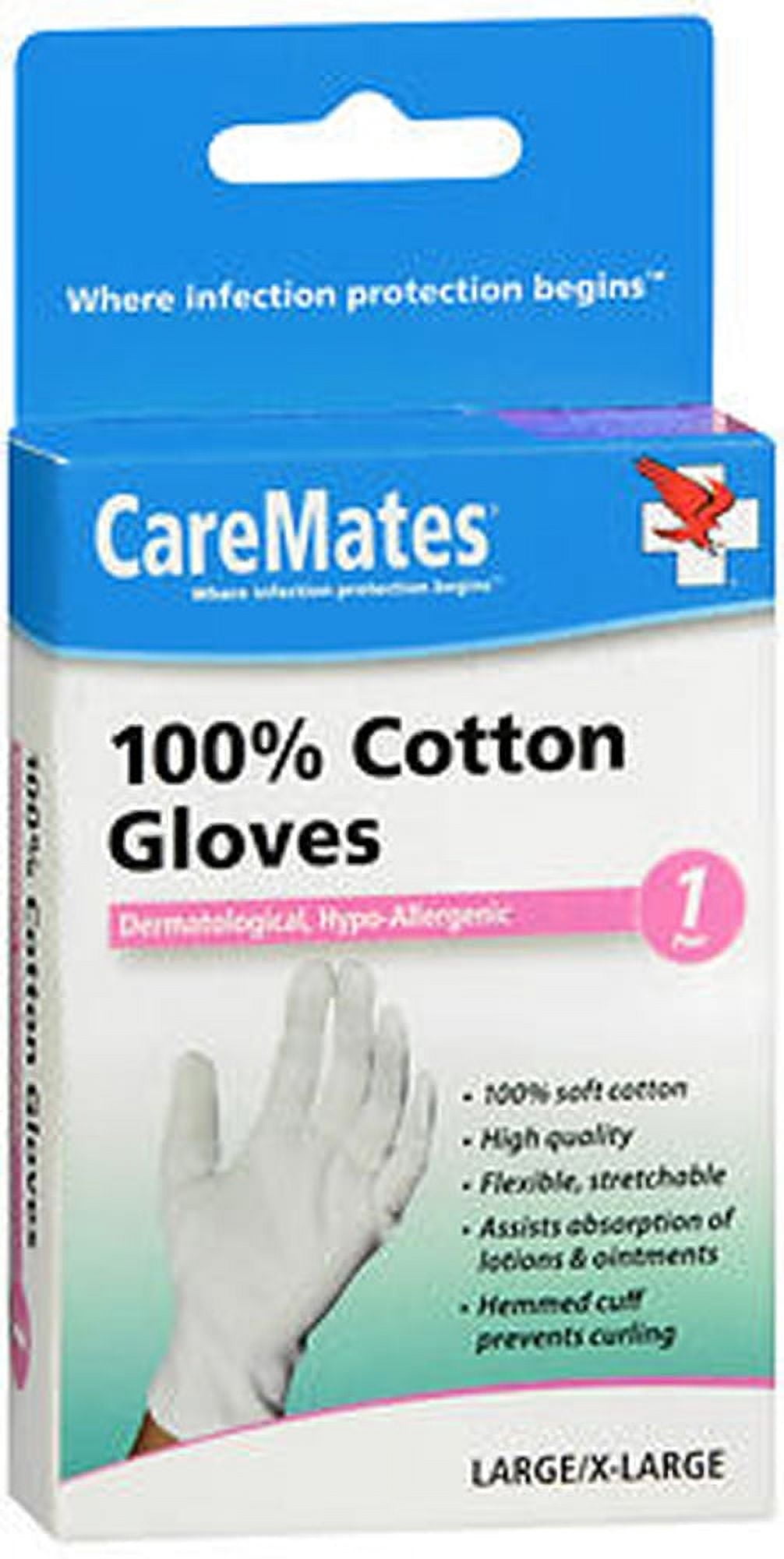 Caremates Cotton Gloves - LG/XL, 6 Pair