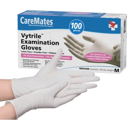Caremates Vytrile Examination Gloves Medical Grade Medium, Latex Free, 100 Ct, 5 Pack