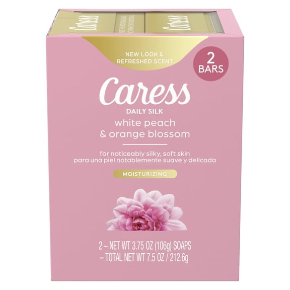 Caress Beauty Bar Soap For Women, Daily Silk With Silk Extract and Floral Oil Essence Moisturizing Body Soap for Silky, Soft Skin, 3.75 oz, 2 Bath Bars C6