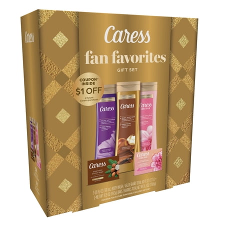 Caress Fan Favorites Bodywash and Bar Soap Skincare Gift Set, 5 Piece