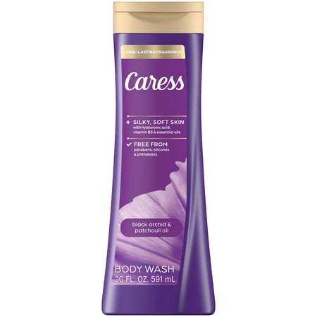 Caress Body Wash for Women, Black Orchid & Patchouli Oil Shower Gel for All Skin 20 fl oz
