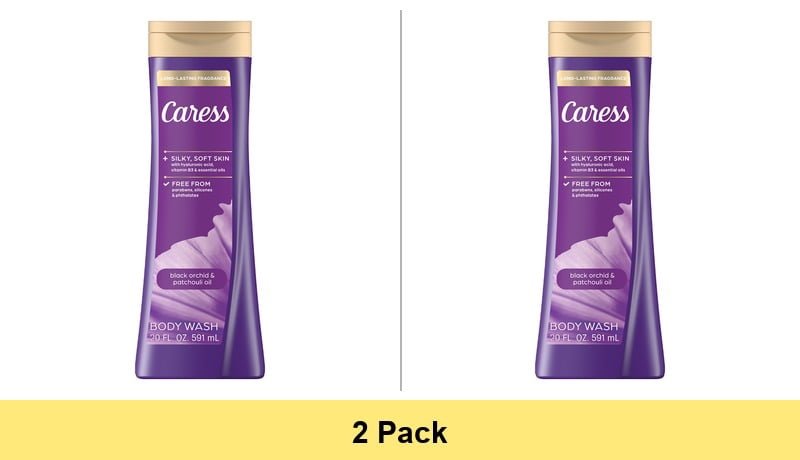 Caress Body Wash for Women, Black Orchid and Patchouli Oil Body Wash, 20 oz - 2 Pack