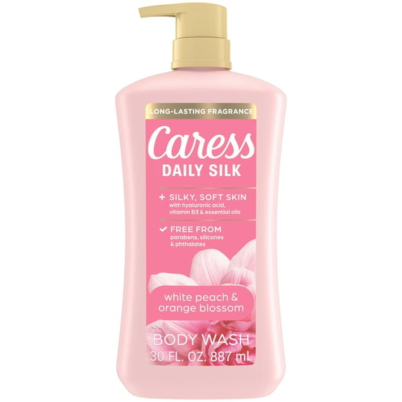 Caress Body Wash for Women, Daily Silk White Peach & Orange Blossom for All Skin 30 fl oz