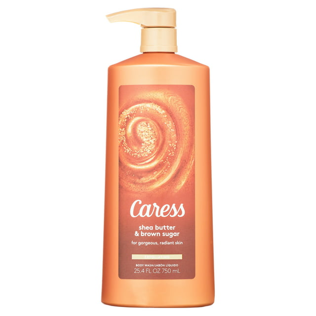 Caress Body Wash for Women, Shea Butter & Brown Sugar Shower Gel for Dry Skin 25.4 fl oz