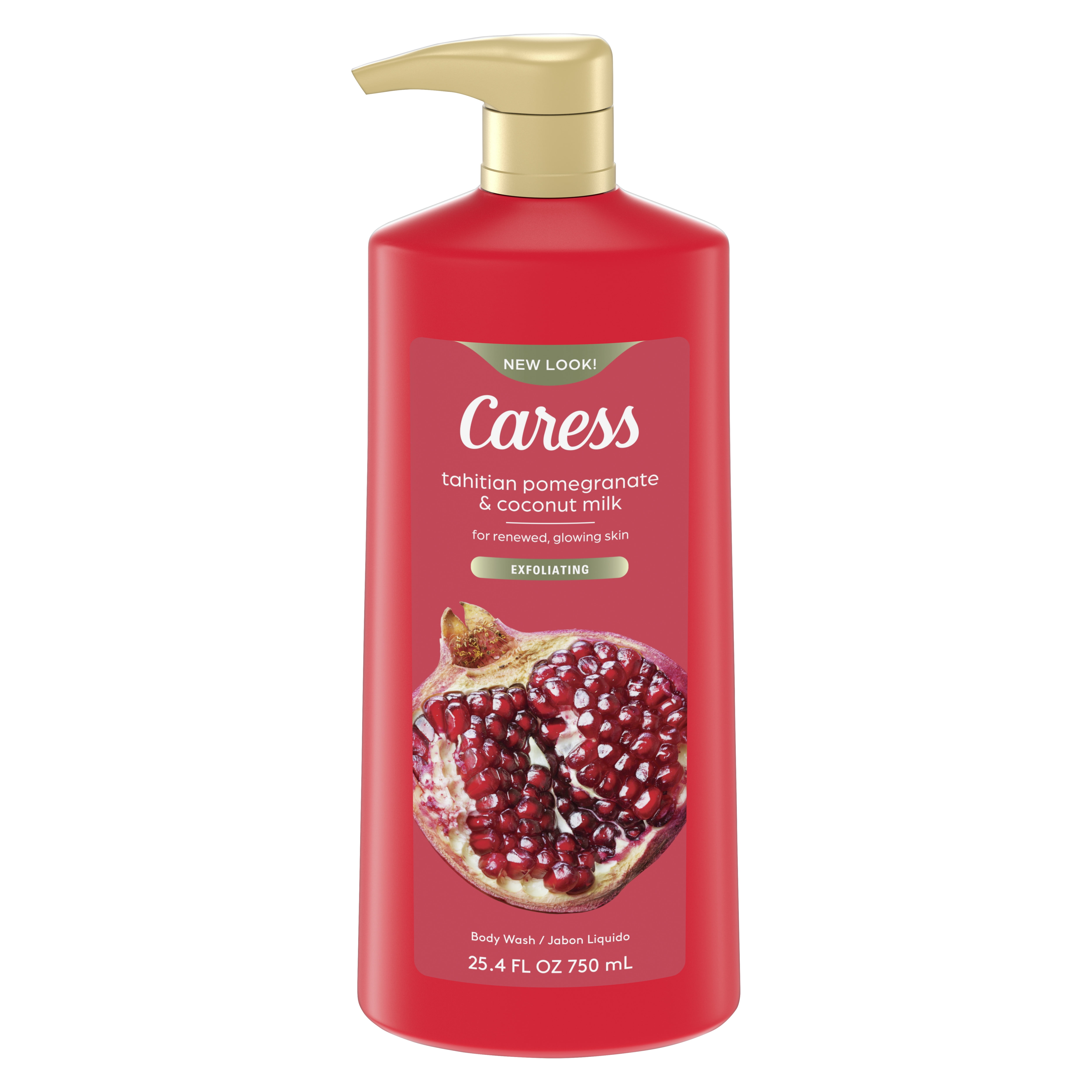 Caress Body Wash for Women, Tahitian Pomegranate & Coconut Milk for Dry Skin 25.4 fl oz