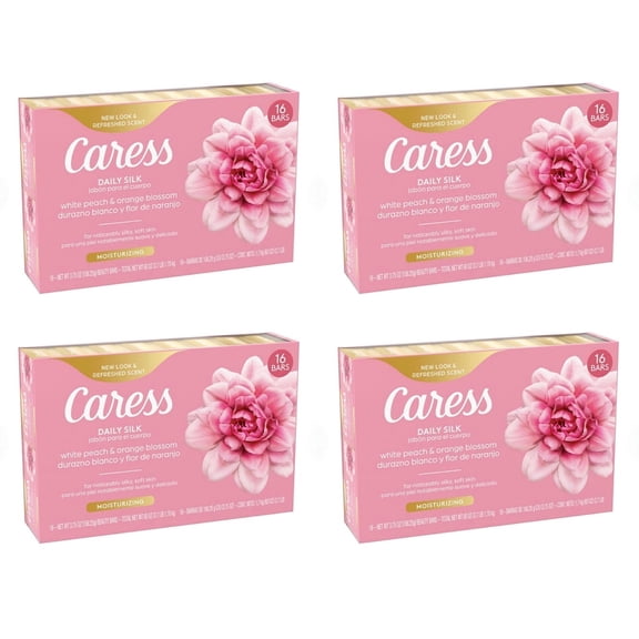 Caress Daily Silk Floral Oil Bar Soap White Peach & Orange Blossom Scent 64 Bars