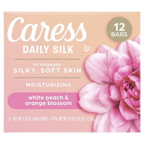 2 Pack - Caress Daily Silk Moisturizing Soap, White Peach & Orange Blossom, 3.75 oz 6 Bars