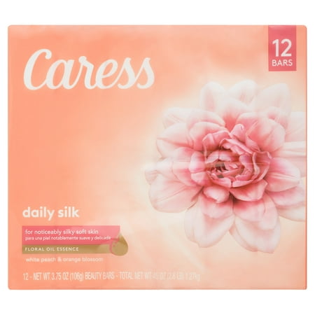 Caress Daily Silk Beauty Bar Soap for Dry Skin 3.75 oz 12 Bars