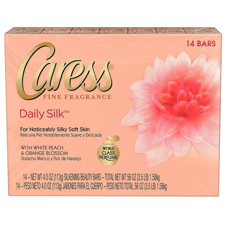 Caress Daily Silk Beauty Bar, White Peach and Orange Blossom, 4 Oz, 14 Ct 