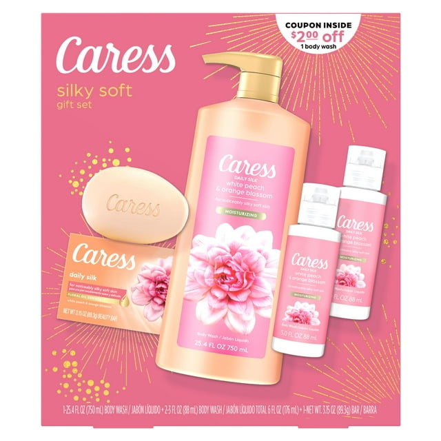 Caress Daily Silk Female Gift Pack 25.4oz Body Wash, Bar Soap & Travel
