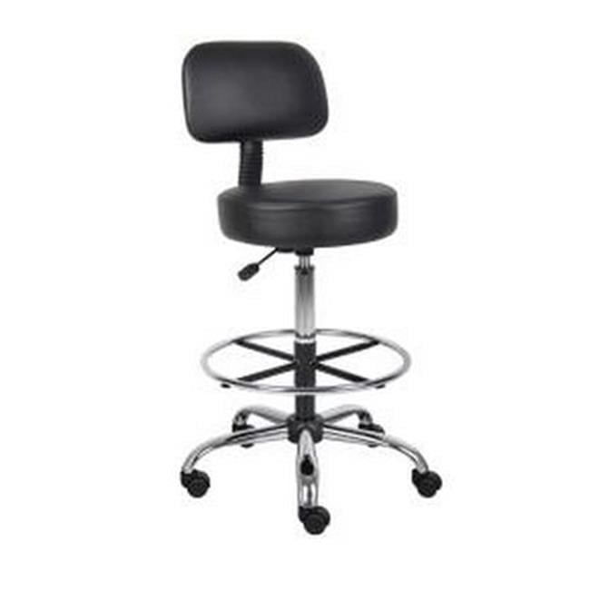 Adjustable Black Leather Medical Drafting Stool