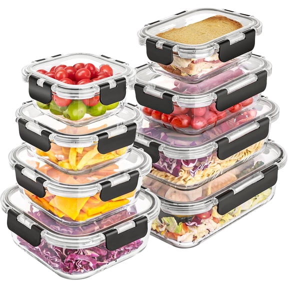 Carestrong 8 Pack Glass Meal Prep Containers with Airtight Lids, Meal Prep Containers Glass, Lunch Office Meal for Microwave, Oven, Freezer and Dishwasher, BPA Free