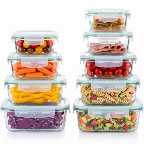 Carestrong 8 Pack Glass Meal Prep Containers with Airtight Lids, Meal Prep Containers Glass, Lunch Office Meal for Microwave, Oven, Freezer and Dishwasher, BPA Free