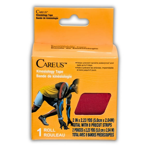 Careus Kinesiology Tape KT Tape 8 Precut Strips 2"x 2.23 YDS Red