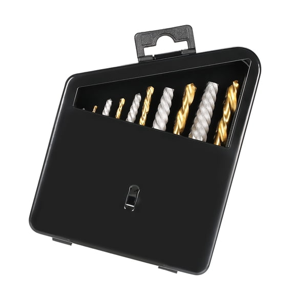 Carevas 10pcs Left Hand Drill Bit Broken Bolt Damaged Screw Extractor Set with Metal Case