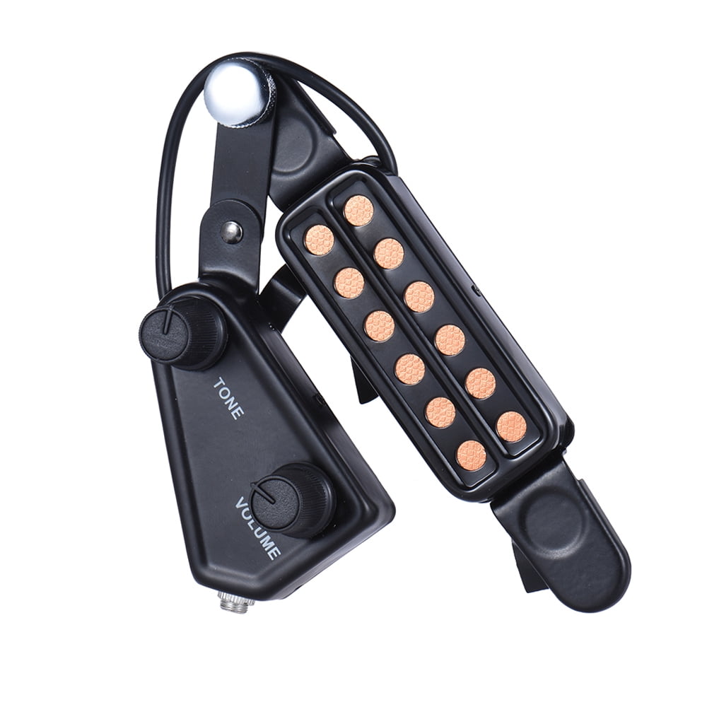 Carevas 12-hole Acoustic Guitar Sound Hole Pickup Magnetic Transducer with Tone Controller Audio Cable