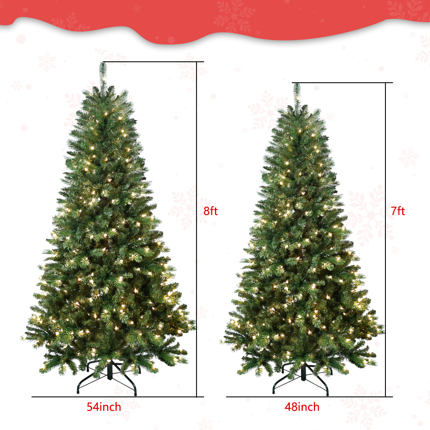 Carevas 7FT Prelit Artificial Christmas Tree 1248 Branch Tips