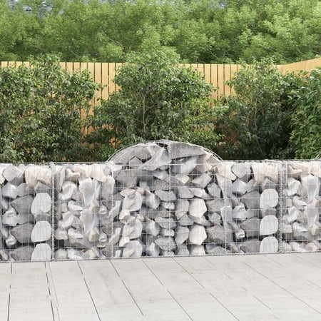 Carevas Arched Gabion Baskets 2 pcs 78.7"x19.7"x31.5"/39.4" Galvanized Iron