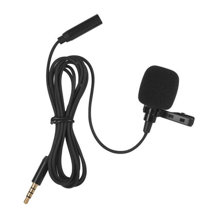 Carevas Clip-on Lavalier Condenser Microphone Mic with 3.5mm Headphone Output Jack for Android Smartphone DSLR Computer PC Laptop