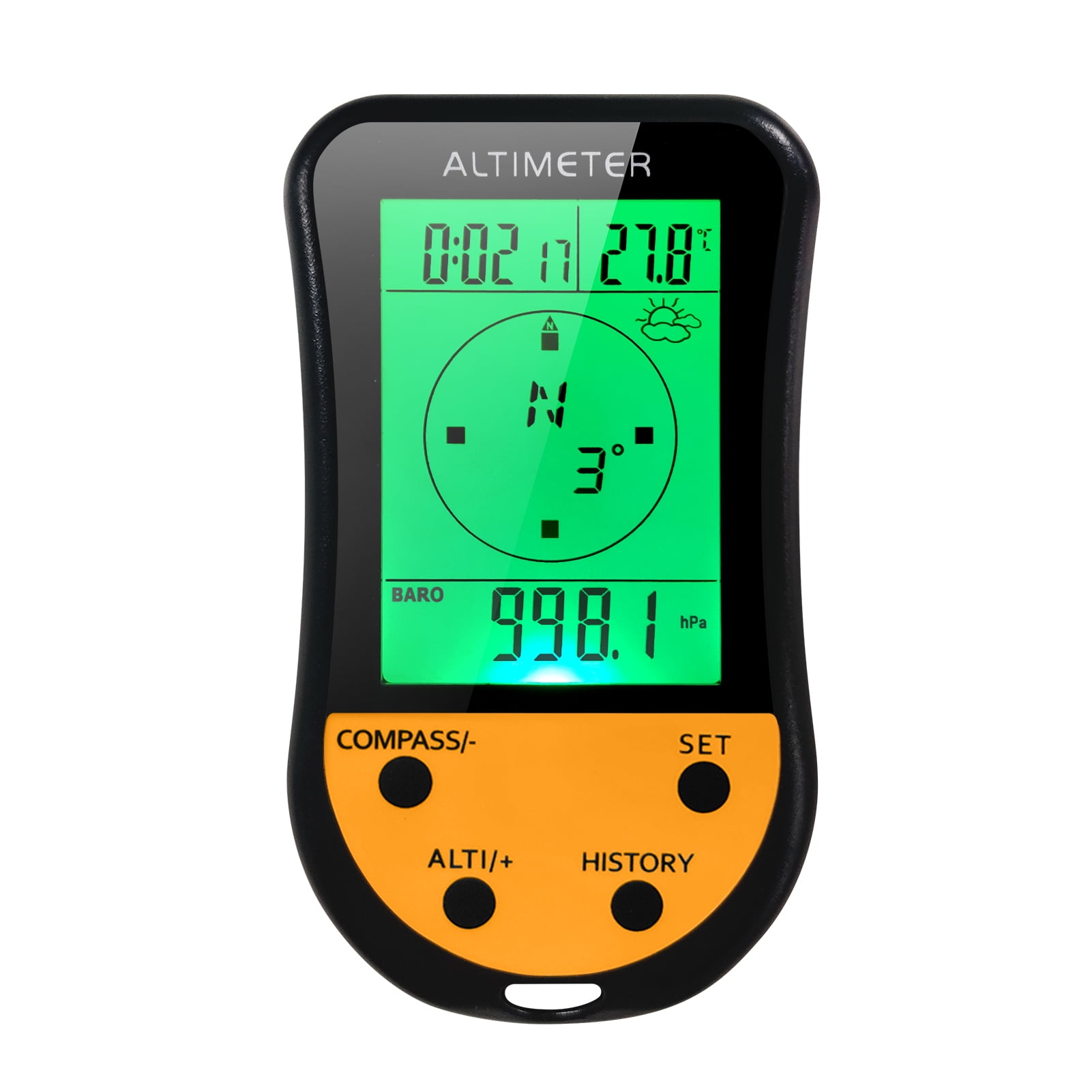 Carevas Electronic Digital Altimeter 8 in 1 Multifunction LCD Backlight Altimeter Barometer Compass Weather Forecast Calendar for Outdoor Climbing Hiking Fishing