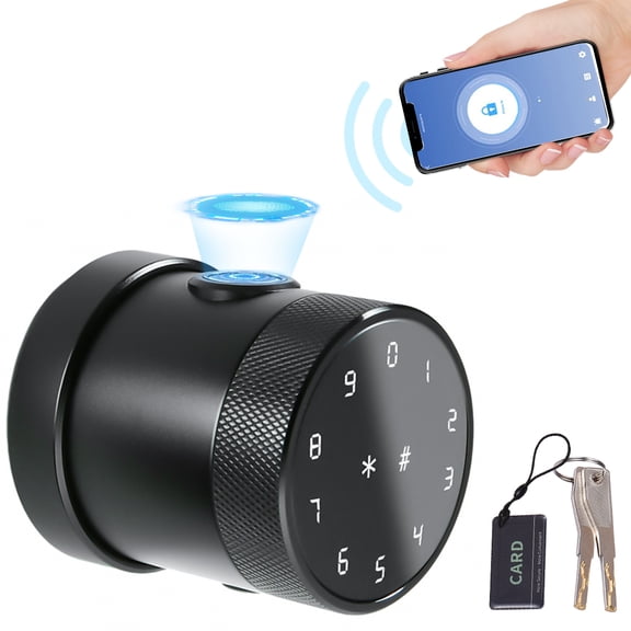 Carevas Intelligent Door Lock,Lock Keyless Door Lock 5-in-1 Unlock Door Lock Knob Keypad BT IC Mechanical Key 5-in-1 Unlock Smart BT App Remote Keyless Door Knob Door Knob Keypad Key Apartment Office