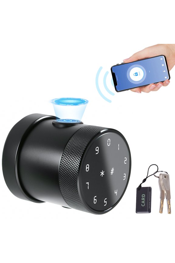 Intelligent Door Lock,Lock Keyless Door Lock 5-in-1 Unlock Door Lock Knob Keypad BT IC Mechanical Key 5-in-1 Unlock Smart BT App Remote Keyless Door Knob Door Knob Keypad Key Apartment Office