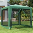 thumbnail image 1 of Carevas Party Tent with 4 Mesh Sidewalls Green 8.2'x8.2' HDPE, 1 of 7