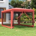 thumbnail image 1 of Carevas Party Tent with 4 Mesh Sidewalls Red 9.8'x13.1' HDPE, 1 of 7