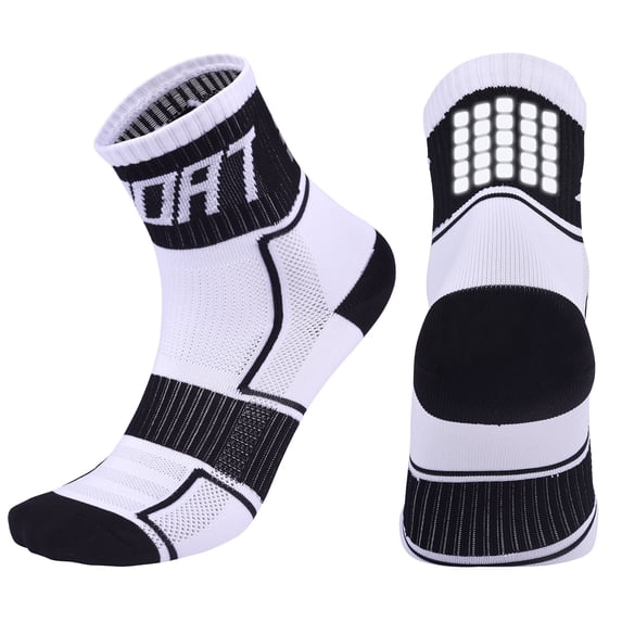 Carevas Reflective Cycling Socks High-Visibility Breathable Athletic Socks Bike Riding Running Socks for Men and Women