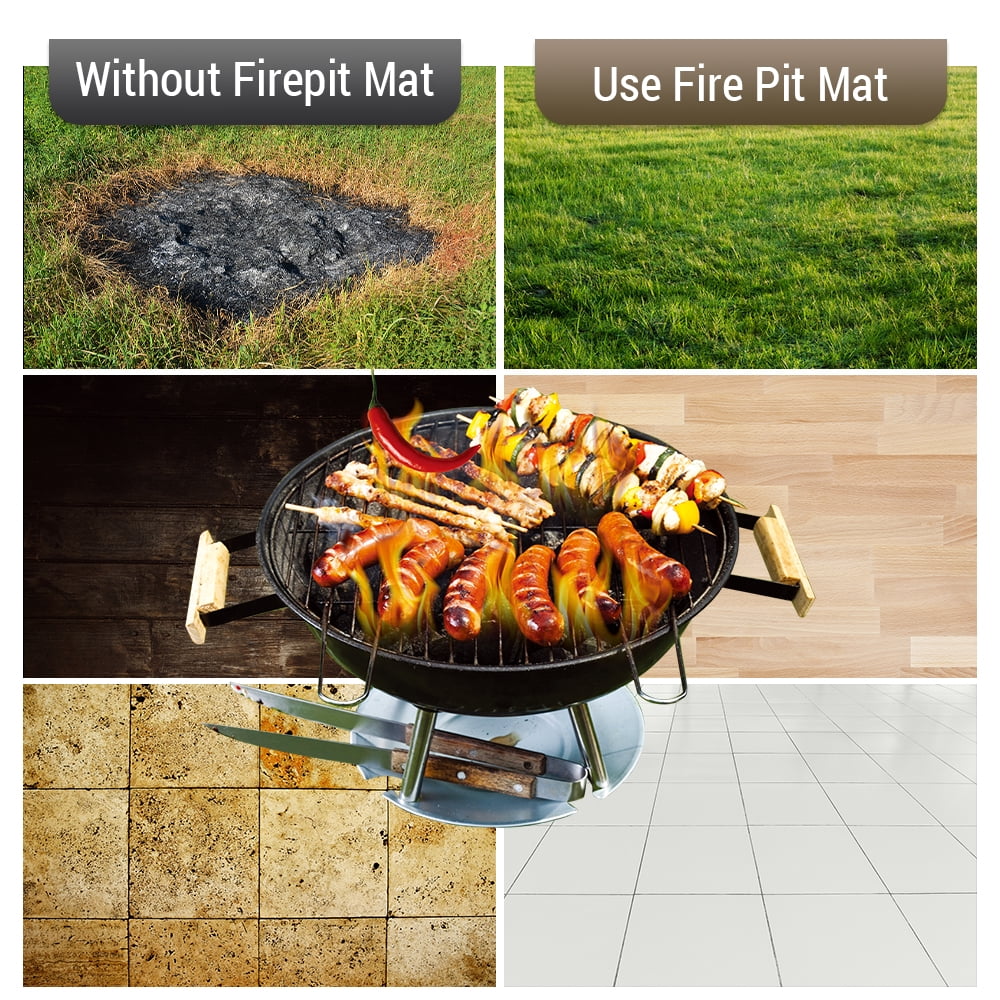 Carevas Under Grill Mat Fire Pit Deck Patio Ember Mat Fireproof Mat