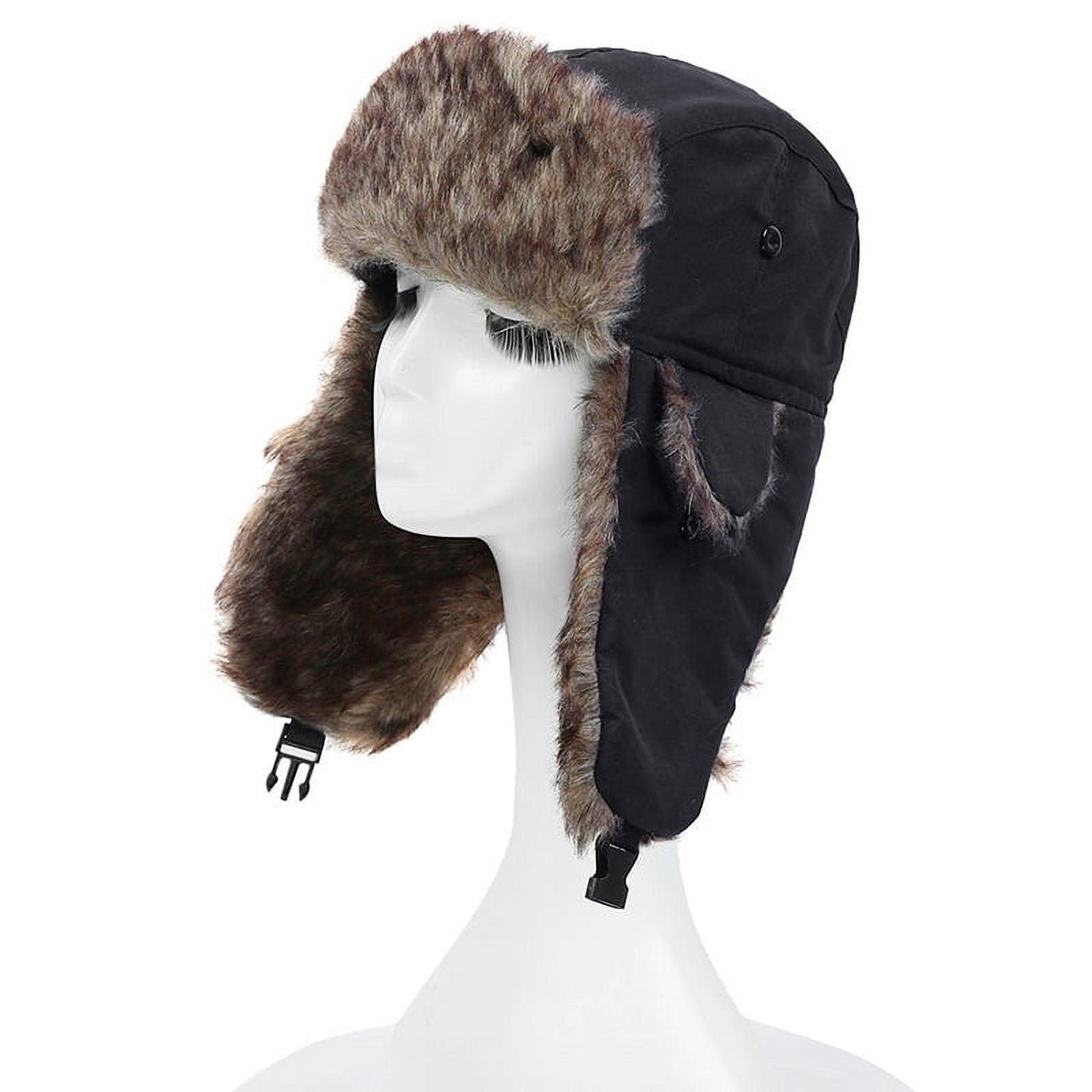 Brcus Women Russian Ushanka Trapper Pilot Aviator Cap Winter Windproof Ski  Hat Black at  Women's Clothing store