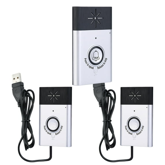 Carevas Wireless Voice Doorbell 2-way Talk Monitor with 1*Outdoor Unit Button 2* Indoor Unit Receiver Smart Home Door Bell,Silver