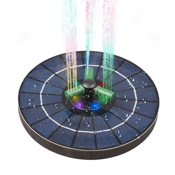 Carevas fountain,LED Solar Water Bath Small Pond Circle Bath Small Nozzle LED Solar Water Pump Battery Free Auto-Shut Pump Battery Free Solar- Auto-Shut off Circle 4W Solar Pump QINQUAN NTBL