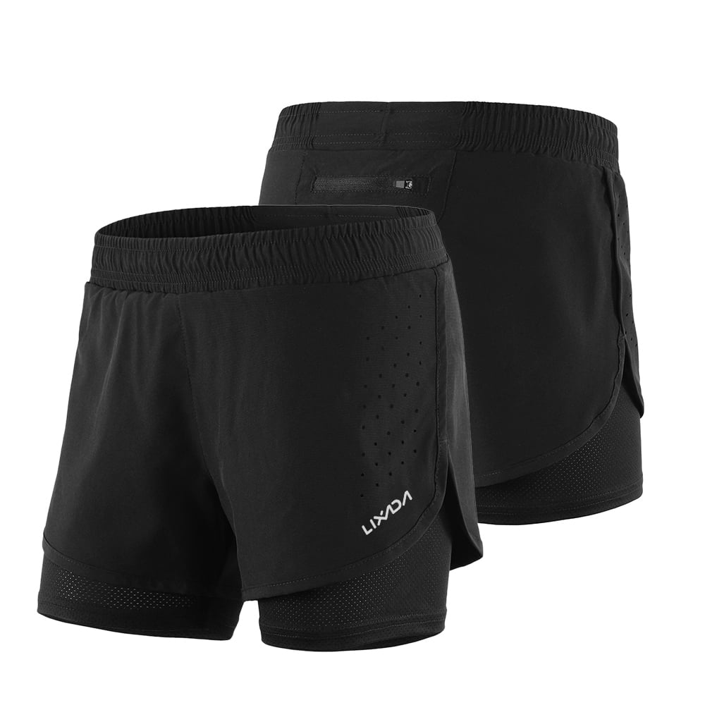 CarevasLixada Women 2-in-1 Running Shorts Quick Drying Breathable Active  Training Exercise Jogging Cycling Shorts with Longer Liner - Walmart.com
