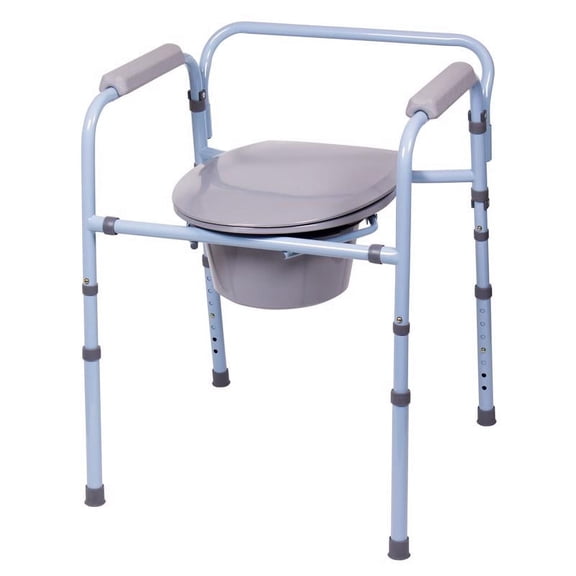 Carex 3-in-1 Adjustable Bedside Commode Chair with Commode Bucket, 1 oz Capacity, 250 lb Limit